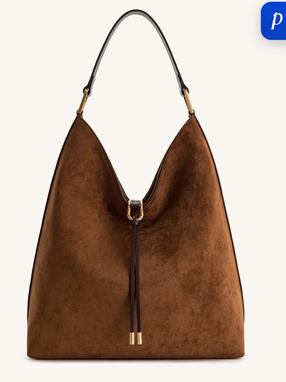 JW PEI Aria Brown Suede Hobo Bag with Gold Hardware - Picture 3 of 11